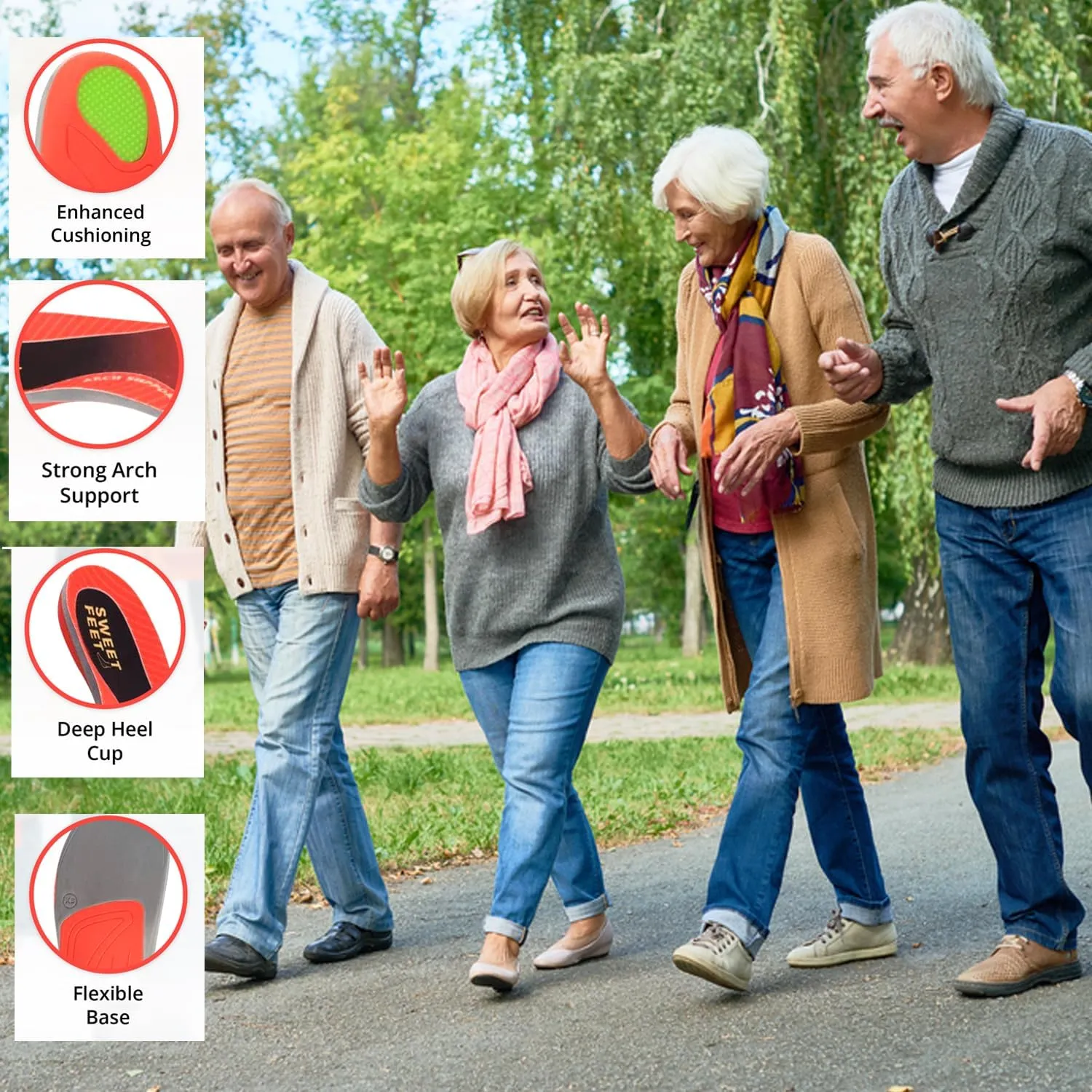 SweetFeet 2024 Orthotic Insoles Support for All-Day Comfort in Men & Women | Anti-Fatigue, Odor Control, Pain Relief | Ideal for Plantar Fasciitis, Flat Feet Inserts for Prolonged Standing