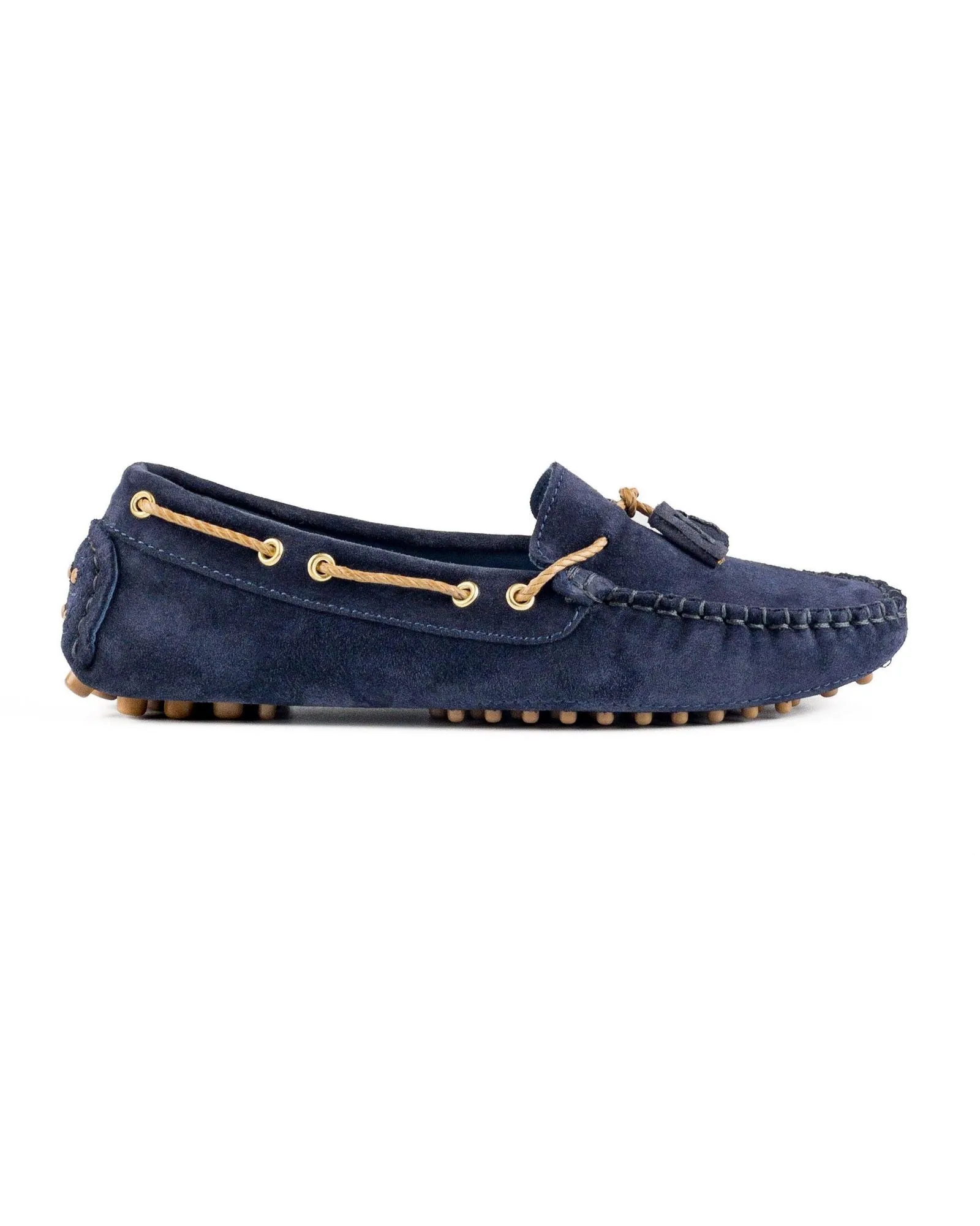 T-Samos Women's Navy Blue Genuine Suede Leather Loafer Shoes