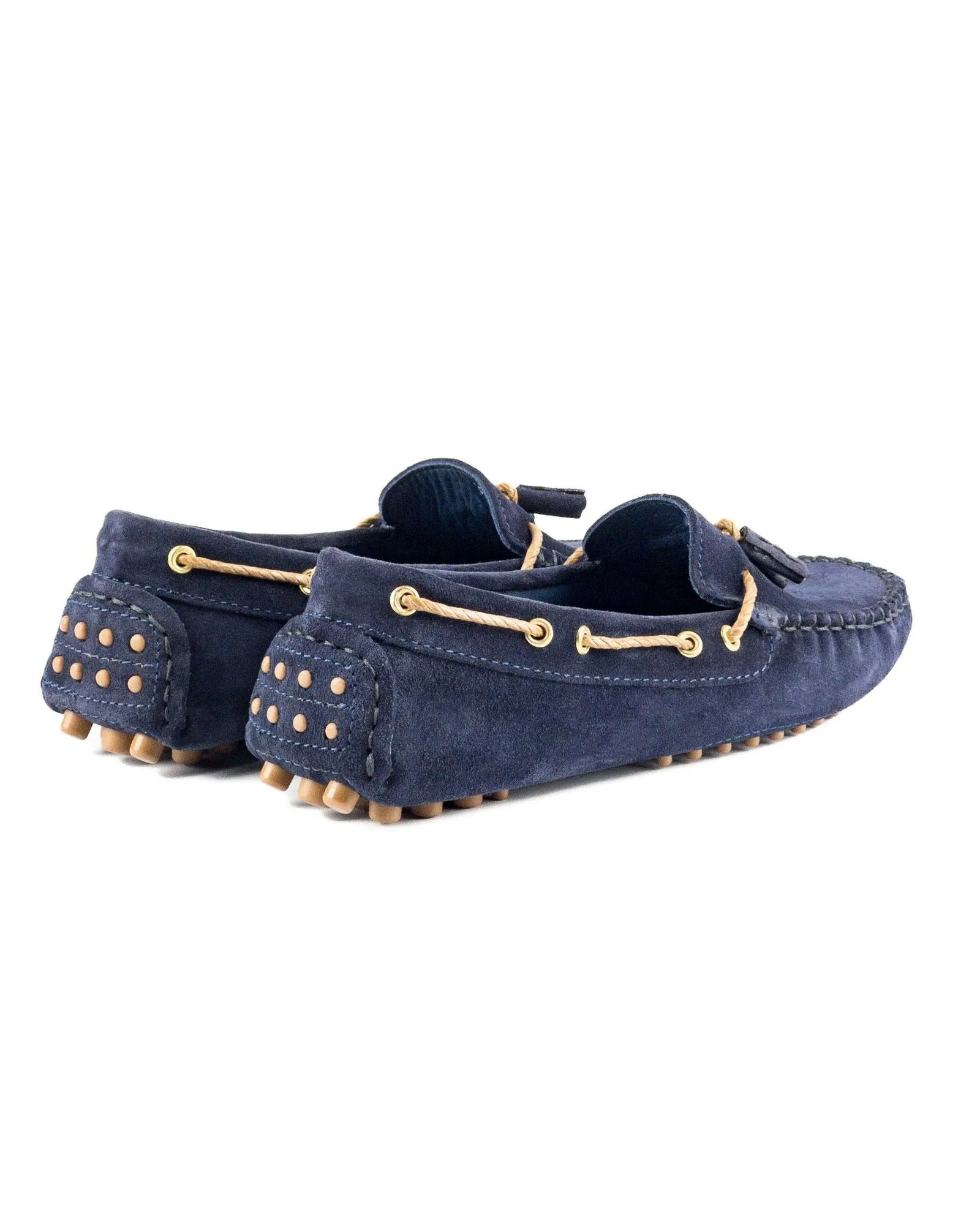 T-Samos Women's Navy Blue Genuine Suede Leather Loafer Shoes
