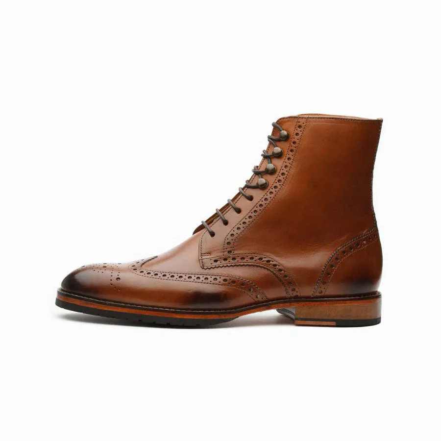 Tan Wingtip Derby Boots