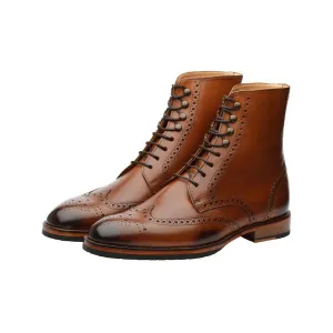Tan Wingtip Derby Boots