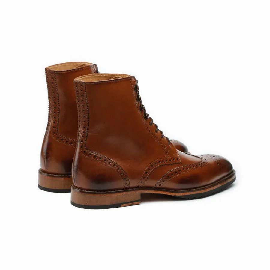 Tan Wingtip Derby Boots