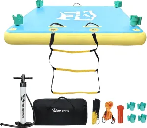 TGERXBANG Floating Dock Swim Air Platform Multi-People Inflatable Floating Island for Lake Pond Pool Beach Ocean, 6ft/8ft