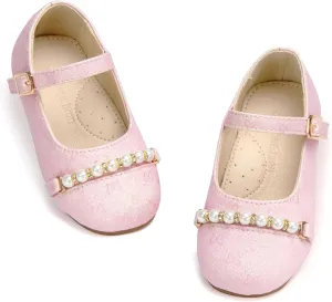 THEE BRON Little Girls Princess Shoes 3-12 Years Ballet Flats Soft Non-Slip Dress Shoes for Wide Feet