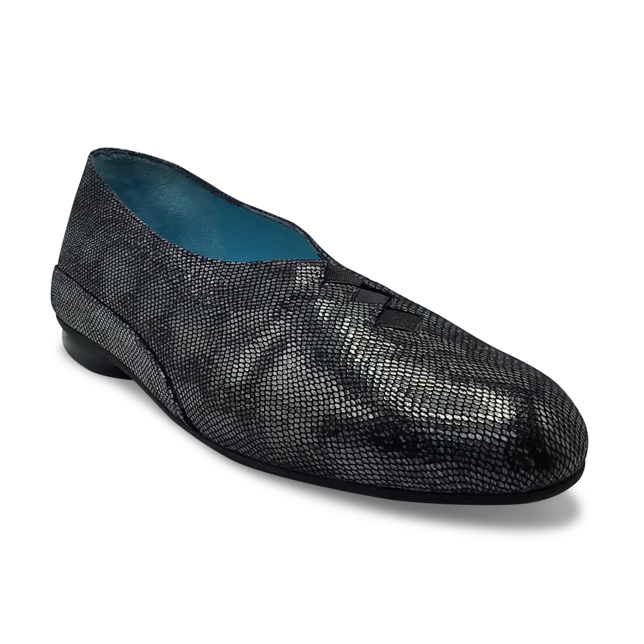 Thierry Rabotin Women's Grace 7410 Black Embossed Leather Snake Print