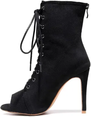 TINRYMX Women Ballroom Dance Boots Latin Salsa Ankle Dance Booties Performance Party Dance Shoes, Model-QJW7251
