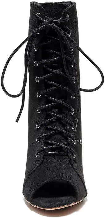 TINRYMX Women Ballroom Dance Boots Latin Salsa Ankle Dance Booties Performance Party Dance Shoes, Model-QJW7251