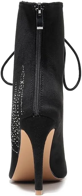 TINRYMX Women Ballroom Dance Boots Latin Salsa Ankle Dance Booties Performance Party Dance Shoes, Model-QJW7251