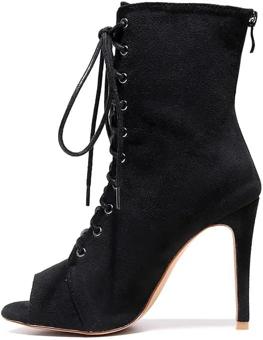 TINRYMX Women Ballroom Dance Boots Latin Salsa Ankle Dance Booties Performance Party Dance Shoes, Model-QJW7251
