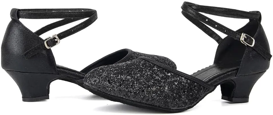 TINRYMX Womens Latin Dance Shoes Sequin Mesh Ballroom Salsa Tango Party Wedding Dance Shoes,Model-DY105