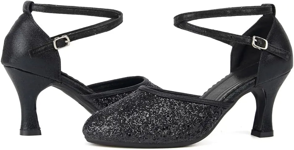 TINRYMX Womens Latin Dance Shoes Sequin Mesh Ballroom Salsa Tango Party Wedding Dance Shoes,Model-DY105