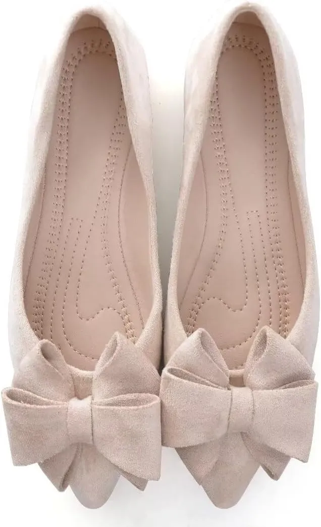 TN TANGNEST Women Fashion Bowknot Flats Comfort Pointed Toe Dress Shoes