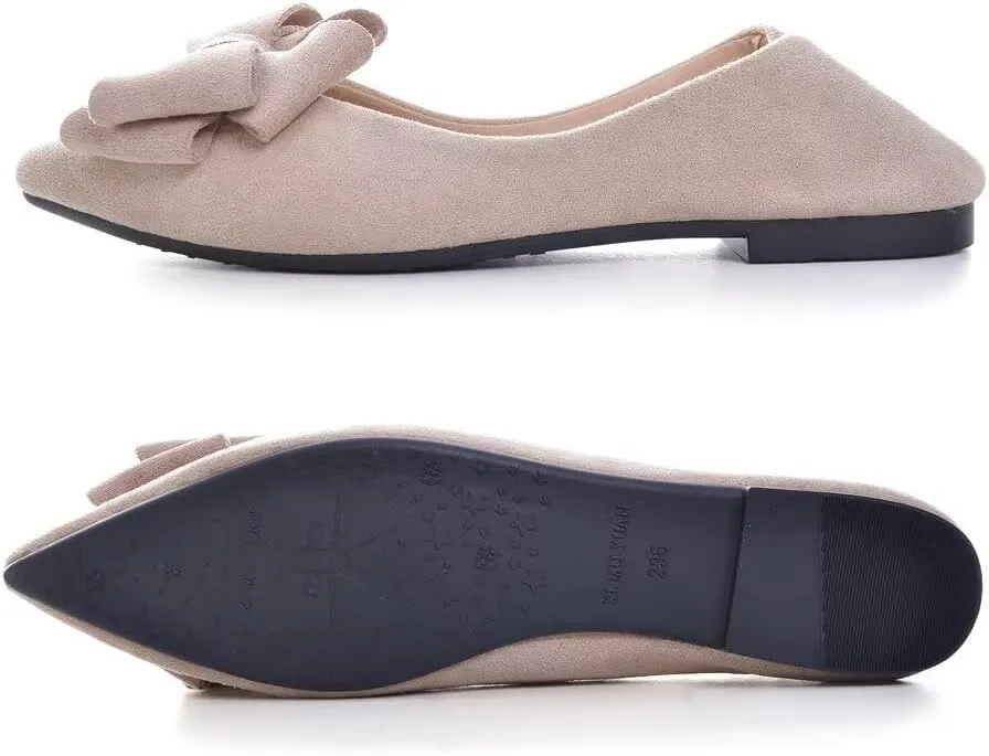 TN TANGNEST Women Fashion Bowknot Flats Comfort Pointed Toe Dress Shoes