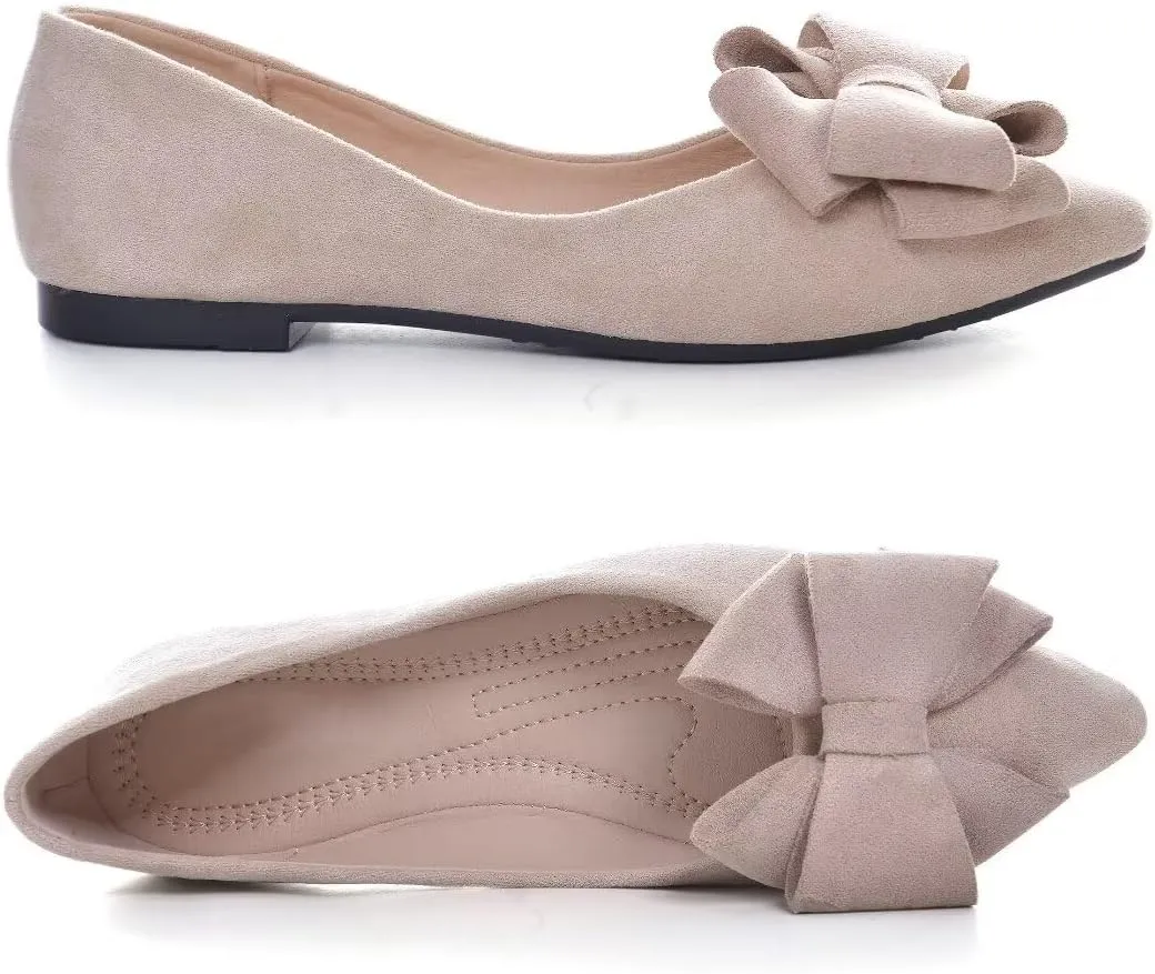 TN TANGNEST Women Fashion Bowknot Flats Comfort Pointed Toe Dress Shoes