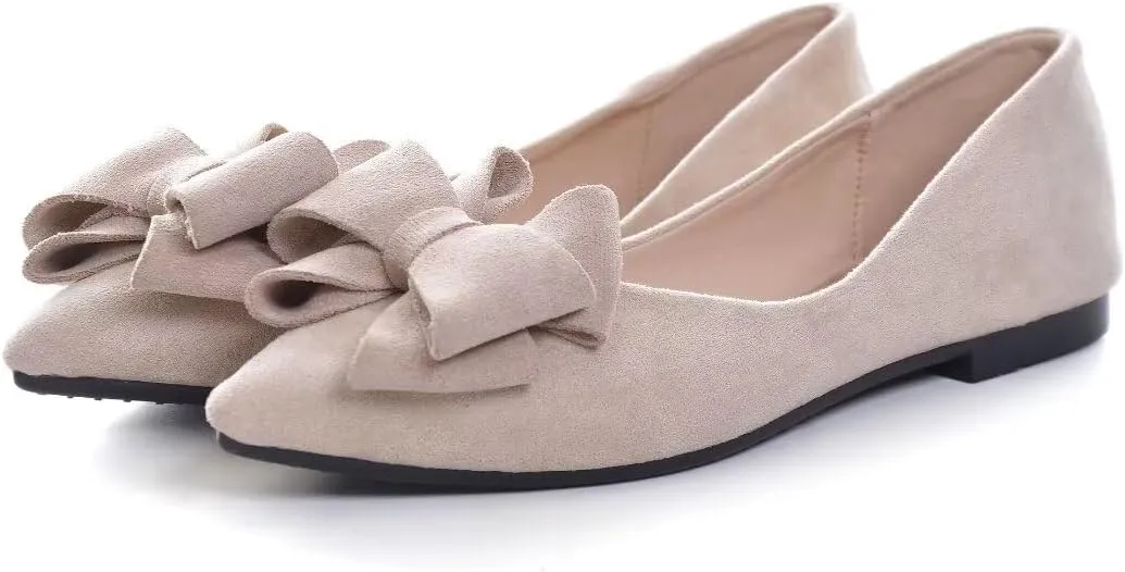 TN TANGNEST Women Fashion Bowknot Flats Comfort Pointed Toe Dress Shoes