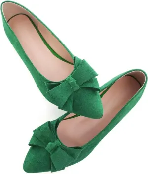 TN TANGNEST Women's Summer Dress Flats - Comfortable Pointed Toe Bowknot Ballet Shoes for Woman - Soft Suede Driving Flats