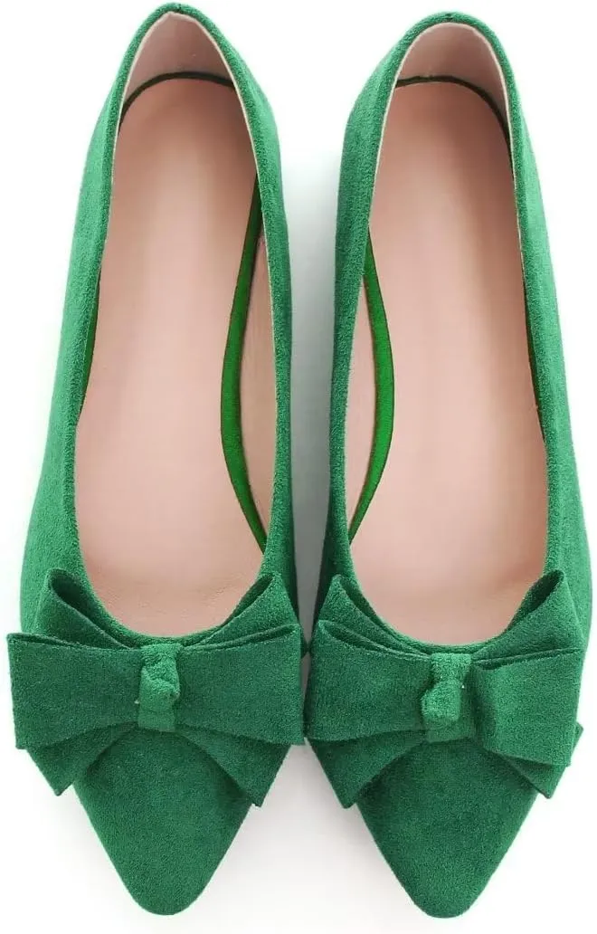 TN TANGNEST Women's Summer Dress Flats - Comfortable Pointed Toe Bowknot Ballet Shoes for Woman - Soft Suede Driving Flats