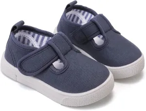 Toddler Girls T-Strap Canvas Sneakers for Little Kids Classical Comfortable Mary Jane Canvas Flats, Non-Slip Casual Canvas Sneaker for Girls