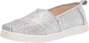 TOMS Girls Alpargata Sneaker, Silver Iridescent Glimmer, 4.5 Big Kid