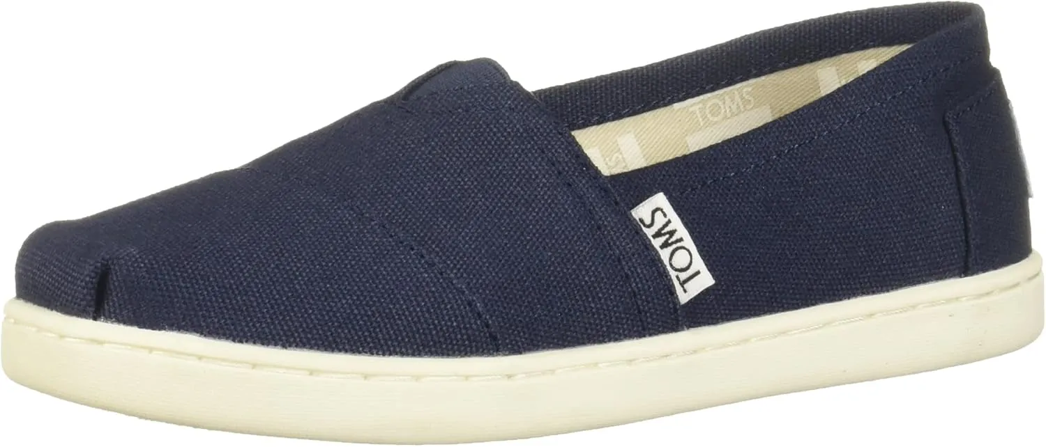 TOMS unisex child Classic Alpargata Sneaker, Navy Canvas, 3 Big Kid US