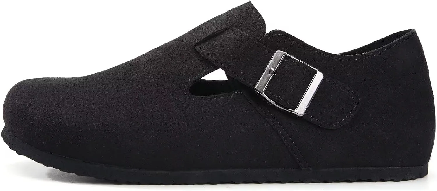 Torotto Womens Clogs Cork Footbed Suede Slippers Arch Support Potato Shoes with Adjustable Buckle
