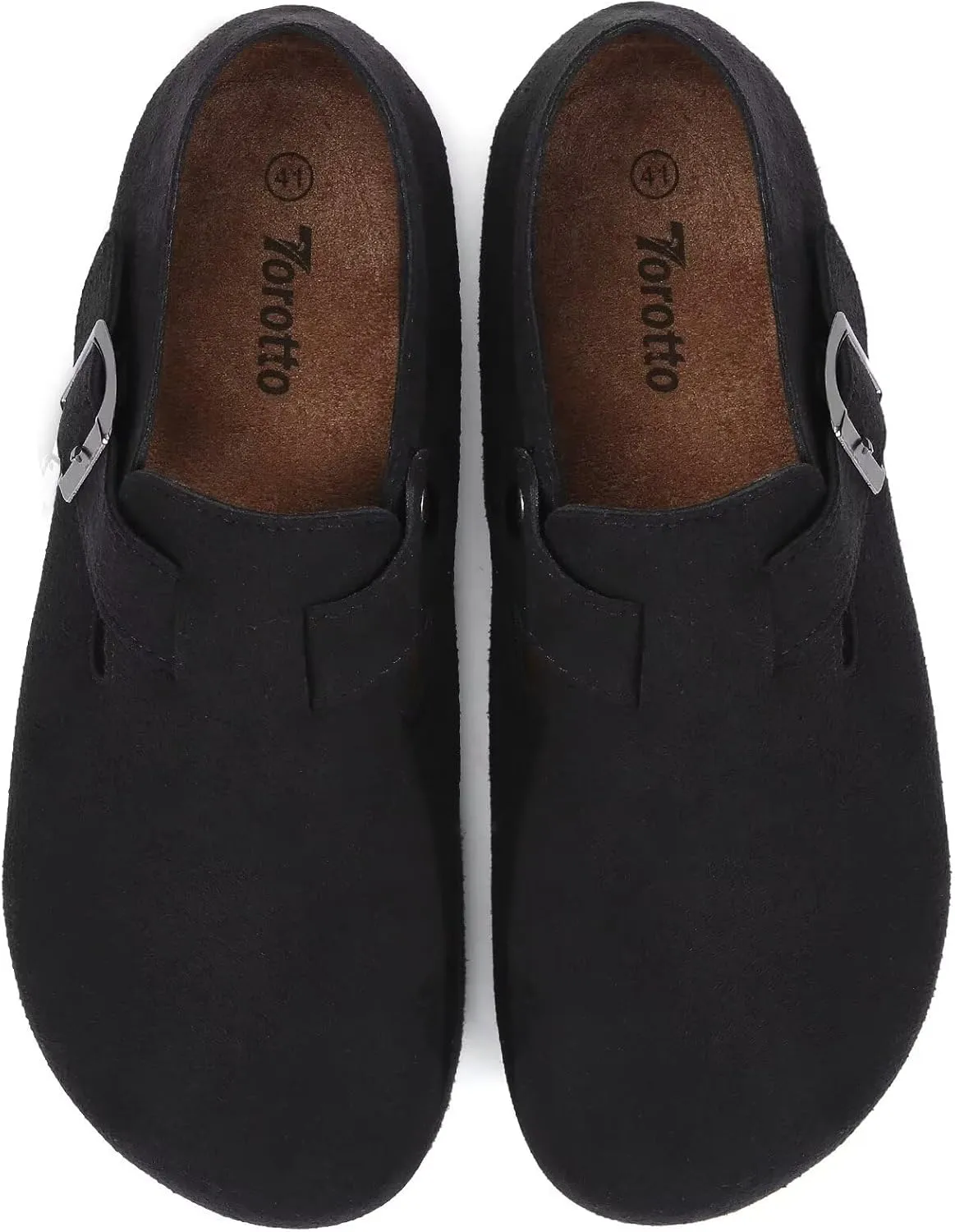 Torotto Womens Clogs Cork Footbed Suede Slippers Arch Support Potato Shoes with Adjustable Buckle