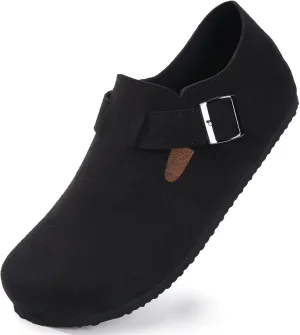 Torotto Womens Clogs Cork Footbed Suede Slippers Arch Support Potato Shoes with Adjustable Buckle