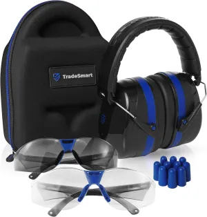 TradeSmart All-in-One Shooting Ear Protection - Comfort  NRR 28 Earmuffs, Glasses & Earplugs   Carry Case