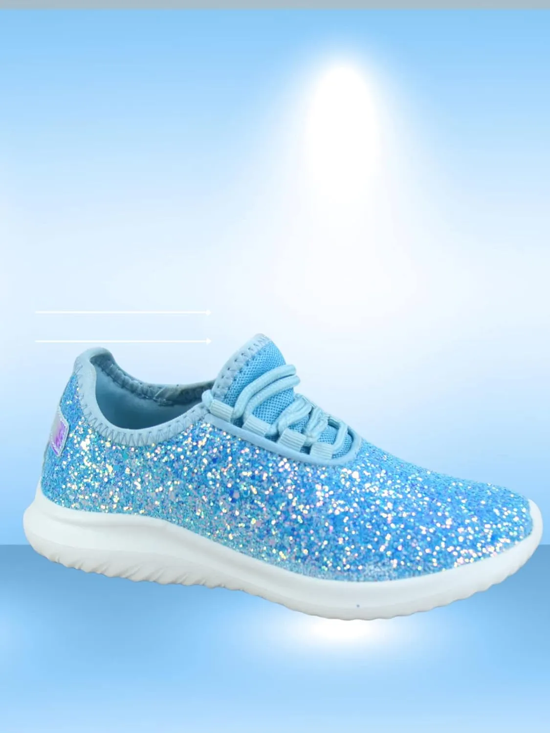 TZ Kid's Girl's Fashion Glitter Sparkle Slip On Lace Casual Walking Sneaker Shoes