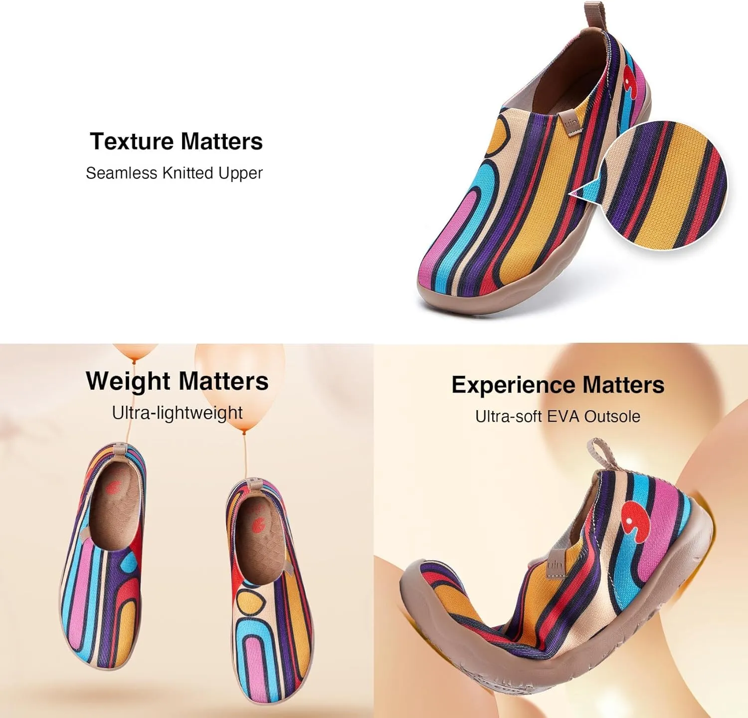 UIN Women's Art Travel Shoes Toledo Ⅰ Knit Slip On Comfort Sneaker Art Series