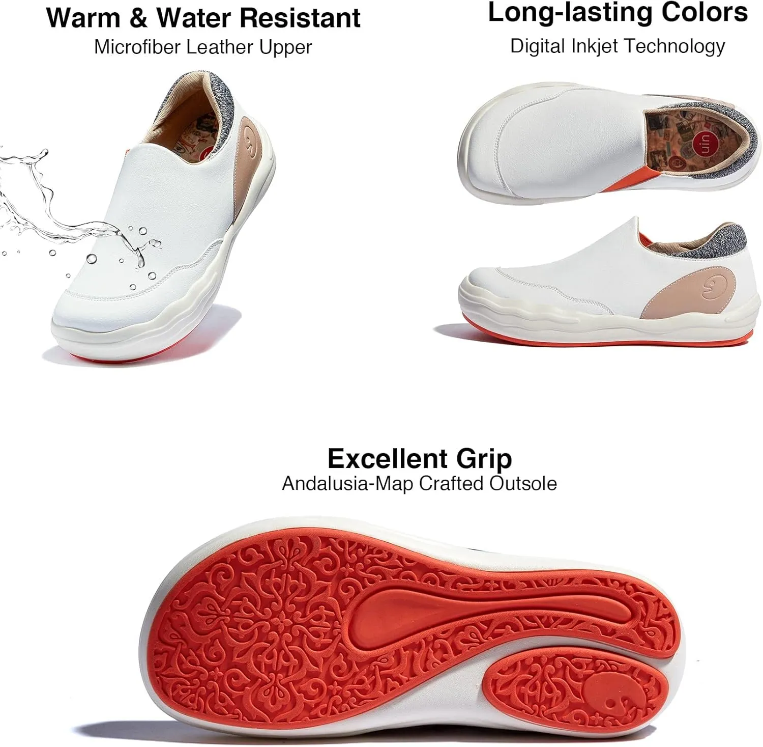 UIN Women's Fashion Platform Sneaker Slip On Walking Casual Comfortable Art Painted Travel Shoes Andalusia