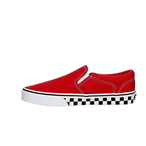 Vans Unisex Asher Canvas Low Platform Slip On Sneaker - Checker Sidewall Racing Road 10