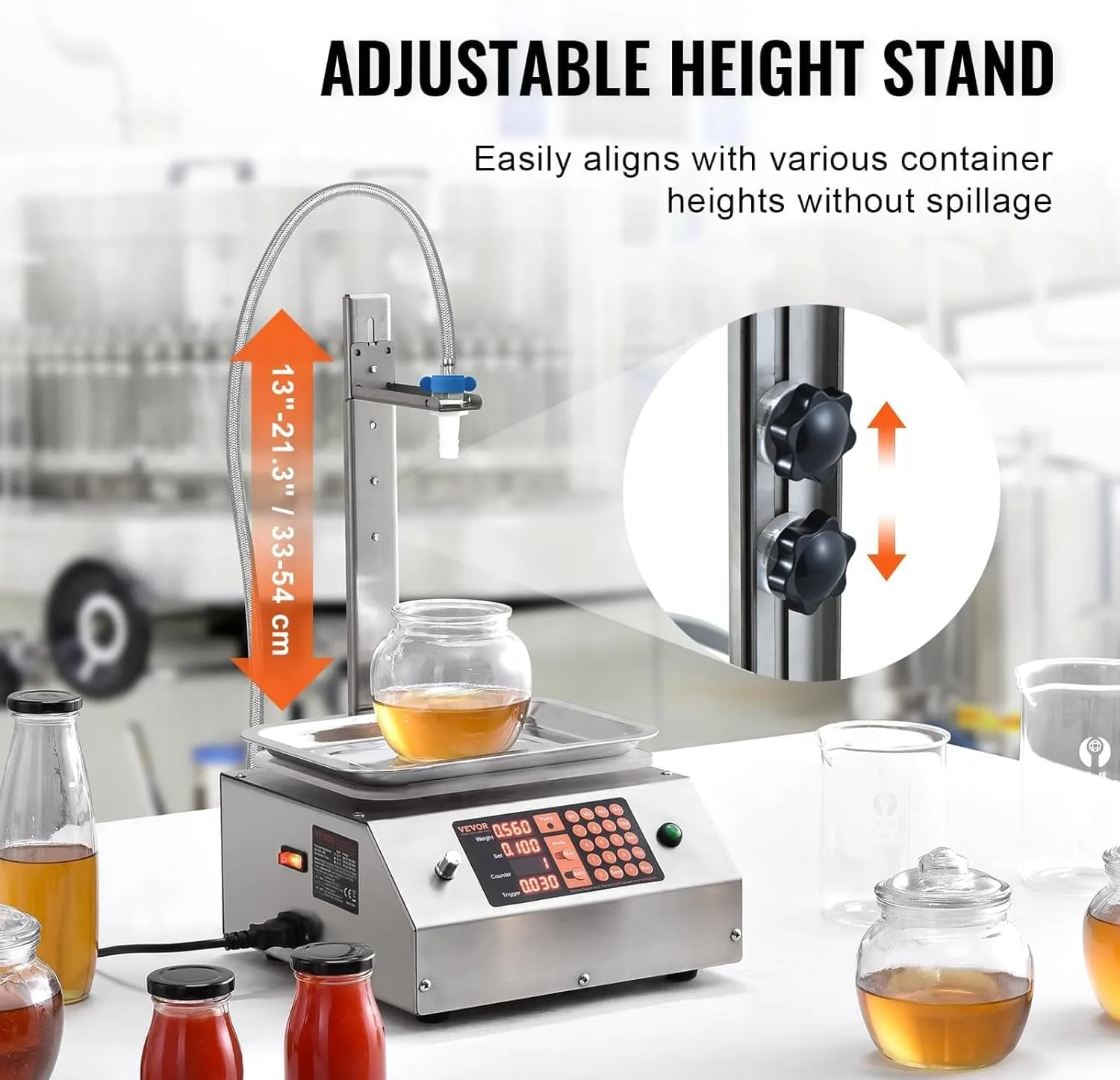 VEVOR Paste Liquid Filling Machine 30-15000g, 17L/min Large Flow Rate, Automatic Bottle Filling Machine for Oil, Detergent, Shampoo, Yogurt, Drink, Glue, Medium-low Viscous Liquids