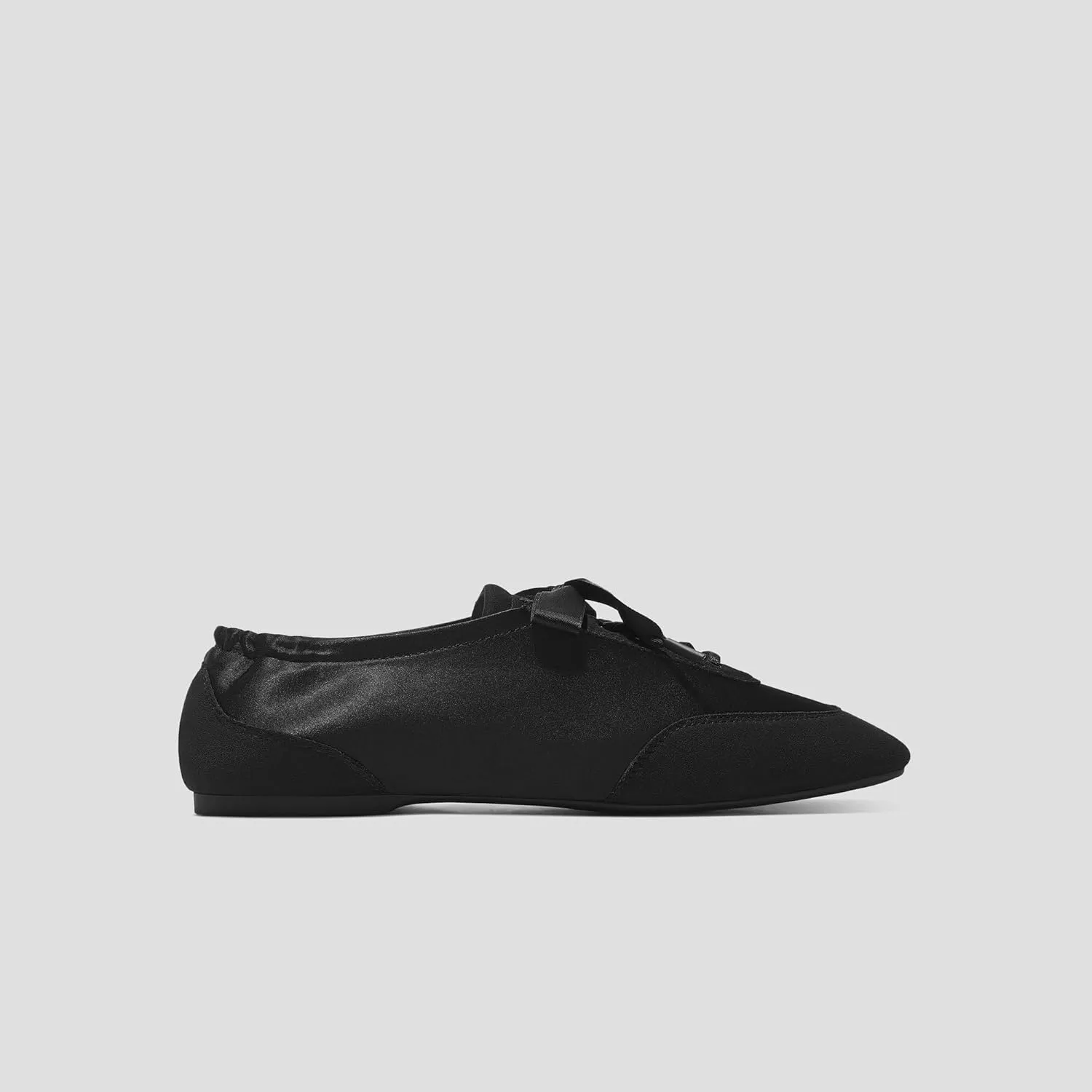 VIVIAIA Cristina Square Toe Smooth Satin Fabric Lace-Up Satin Sneakerina