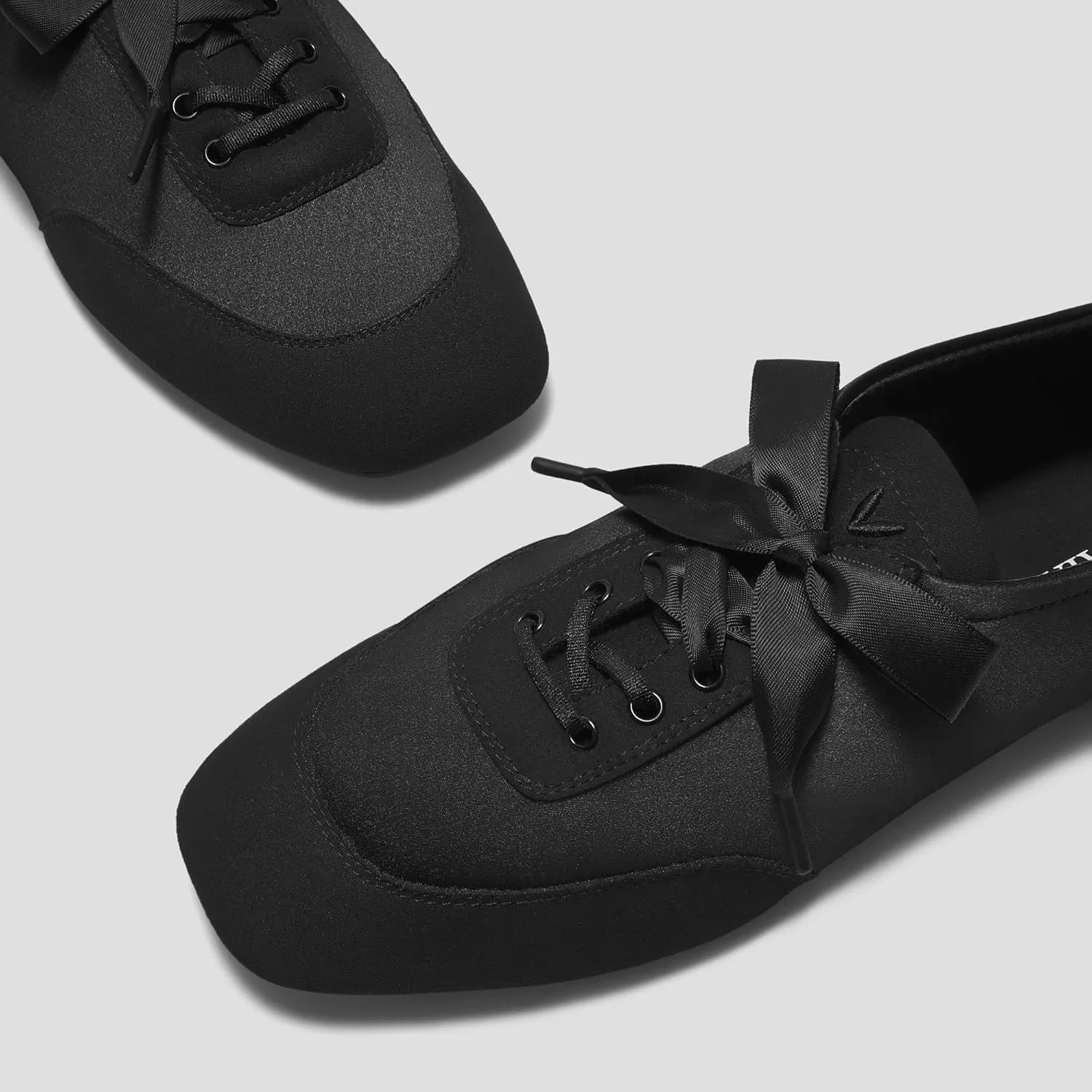 VIVIAIA Cristina Square Toe Smooth Satin Fabric Lace-Up Satin Sneakerina