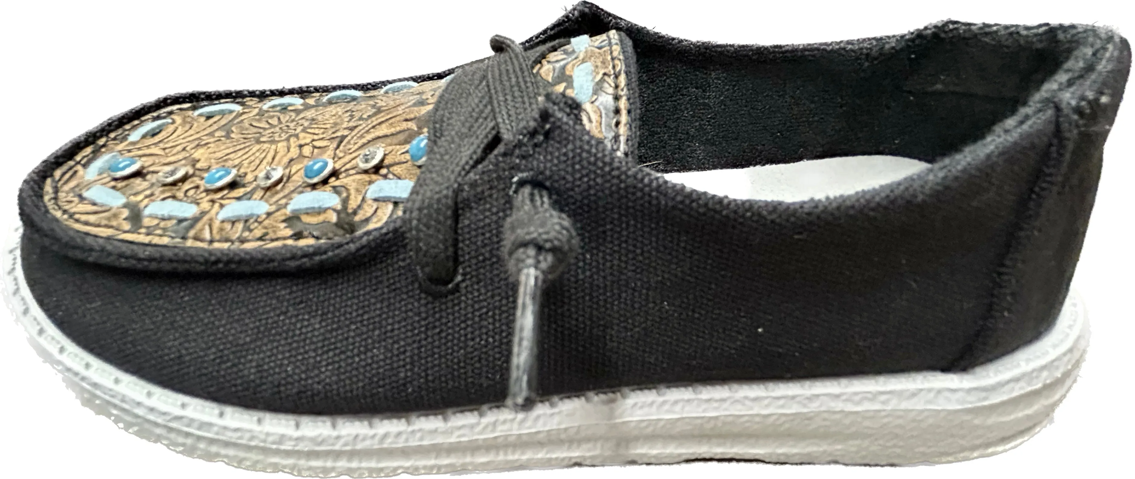Vivian Black Tooled Leather Slip On