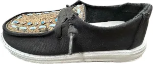 Vivian Black Tooled Leather Slip On