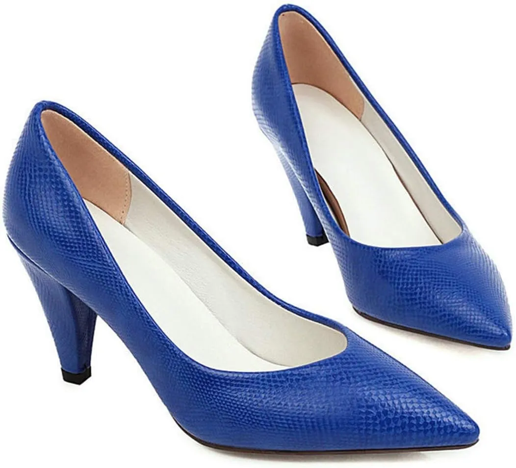 VOKLIN Women's Fashion Pointed Toe Comfy Kitten Low Heels Pumps Slip On Formal Work Office Dress Pump Shoes