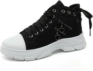 VV87 Women's Casual Canvas Air Cushion Sneakers High top Thick Sole Jogging Walking Shoes