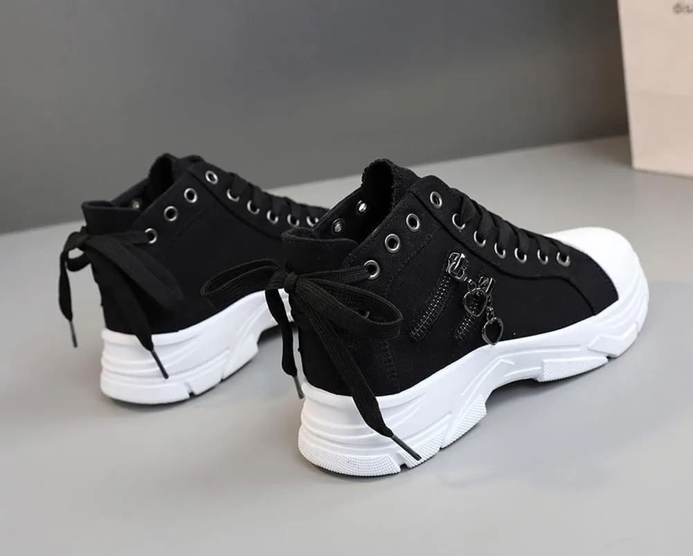 VV87 Women's Casual Canvas Air Cushion Sneakers High top Thick Sole Jogging Walking Shoes