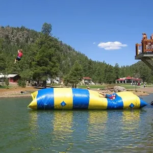 Water Park Game Pillow Inflatable Water blob Catapult, Inflatable Water blob Catapult Foot Outdoor Catapult Toys,PVC Material with Air Pump,Suitable for Adults and Child, 10*19.6Ft, Blue