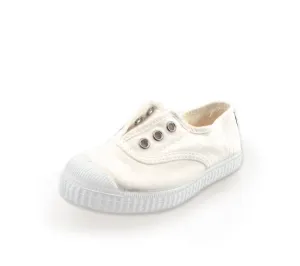 White Denim Distressed Cienta Canvas Slip On