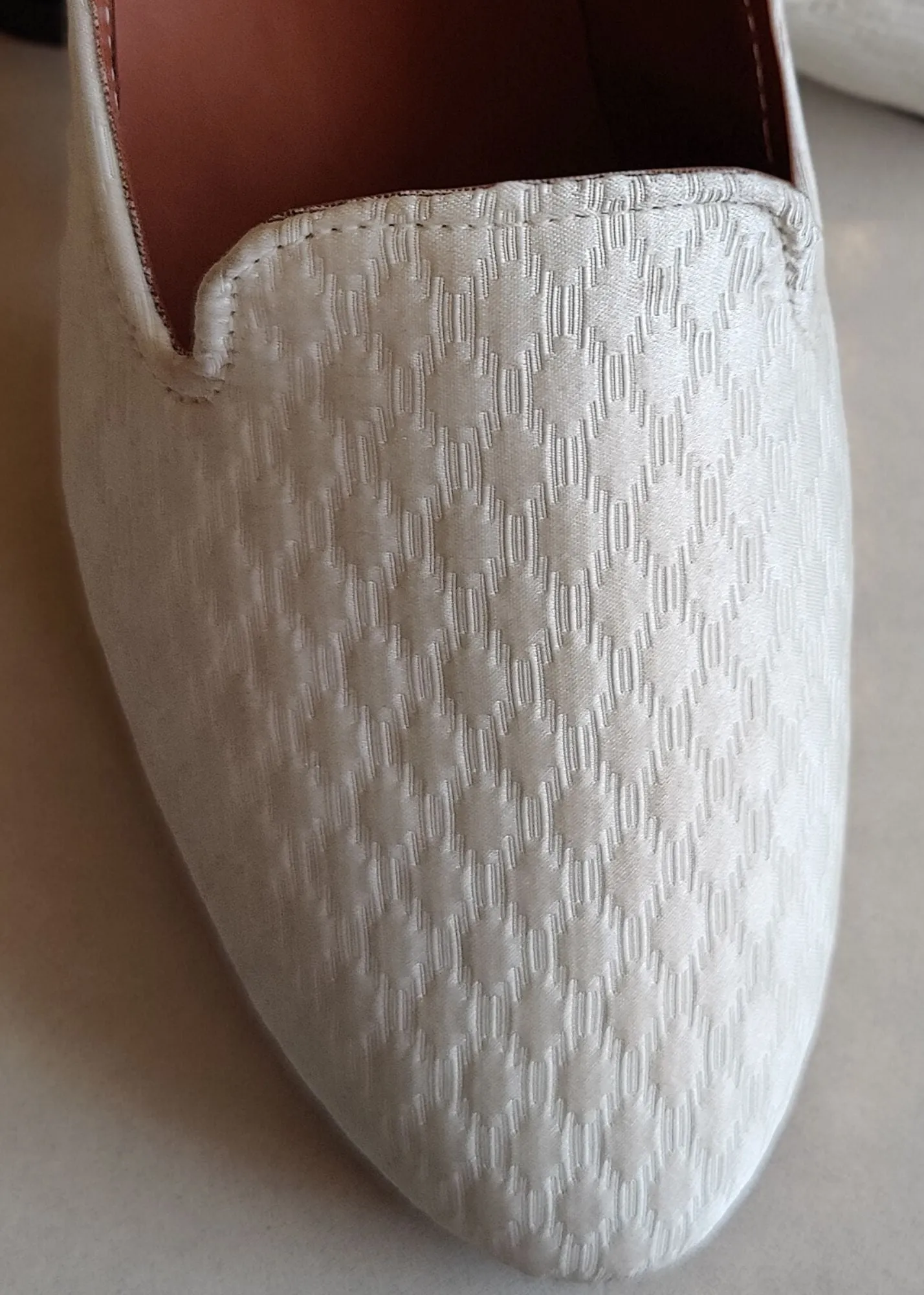 White Designer Embroidered Loafer Slip Ons