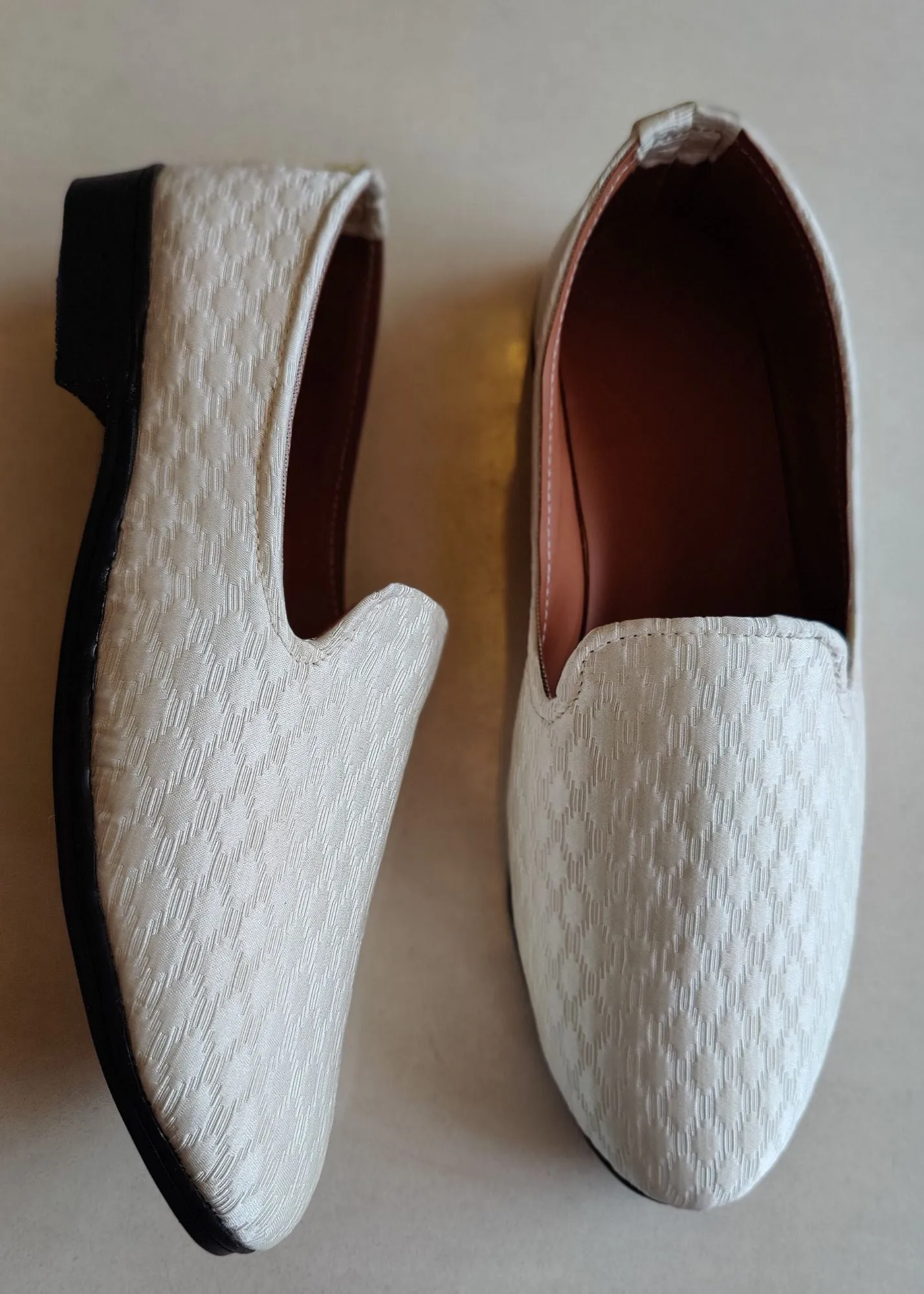 White Designer Embroidered Loafer Slip Ons