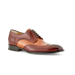 Wingtip Derby Dress up Shiny Brown Hand Painted Shoes