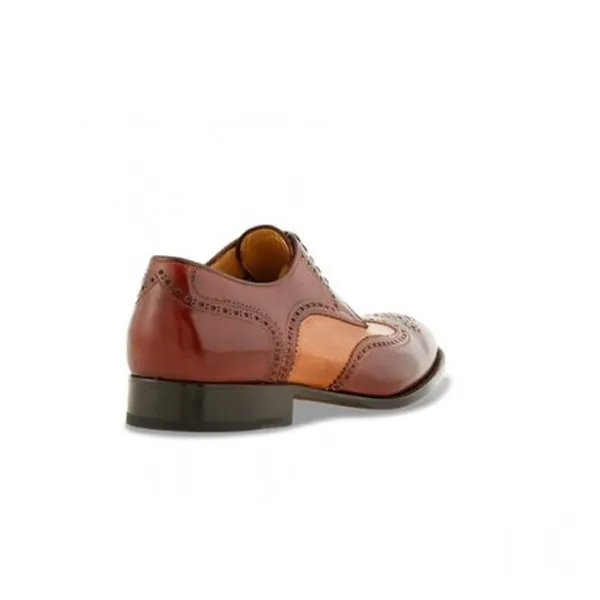 Wingtip Derby Dress up Shiny Brown Hand Painted Shoes