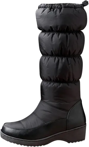 wodceeke Women's Fold Down Knee High Boots Fur Lined Platform Winter Snow Boots Outdoor Waterproof Boots