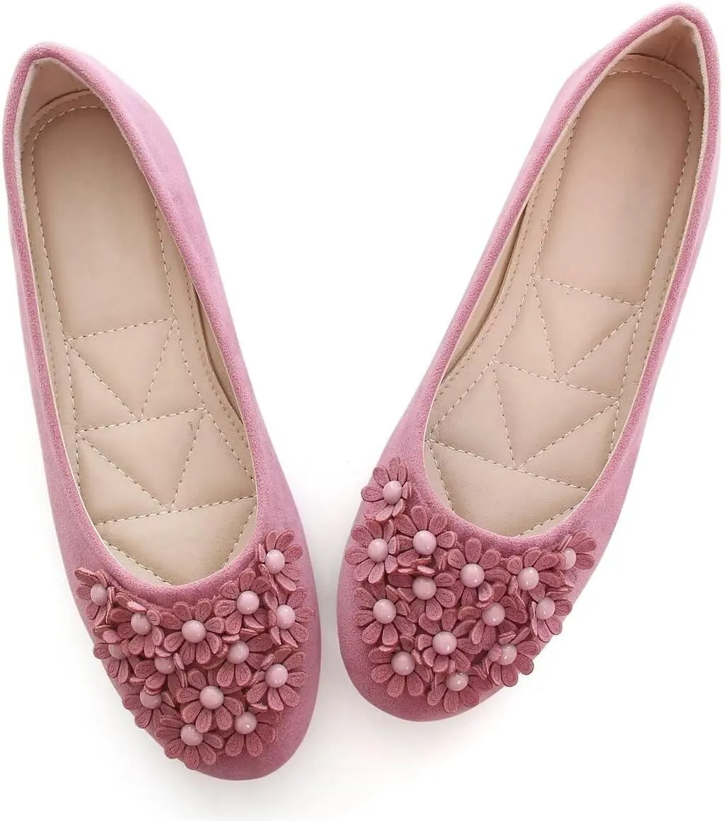 Women Classy Cute Bow-Knot Ballet Flats Round Toe Daily Cozy Comfort Slip on Flat Shoes