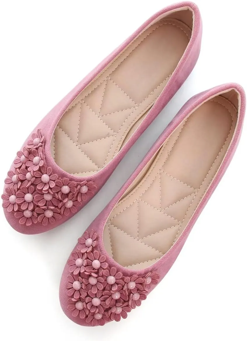 Women Classy Cute Bow-Knot Ballet Flats Round Toe Daily Cozy Comfort Slip on Flat Shoes