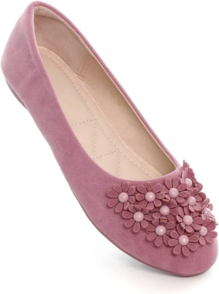 Women Classy Cute Bow-Knot Ballet Flats Round Toe Daily Cozy Comfort Slip on Flat Shoes